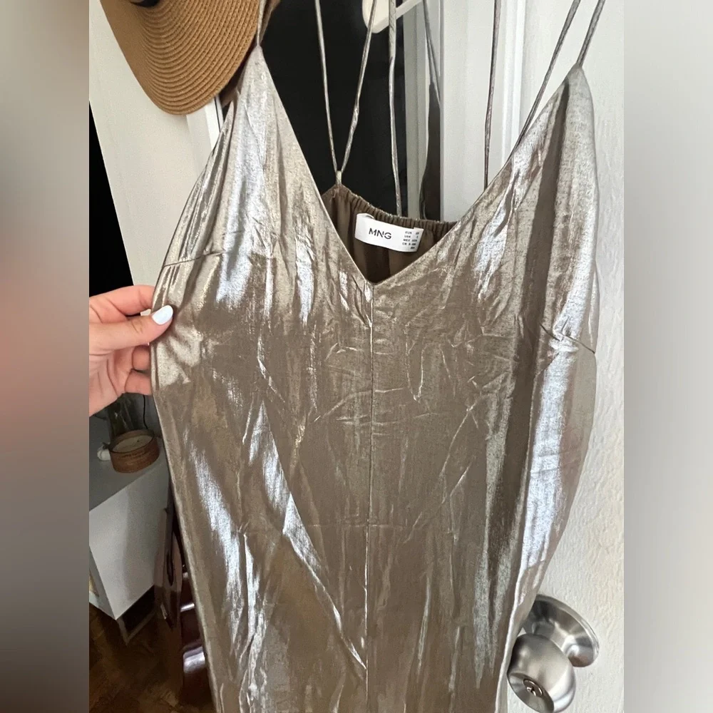 Golden evening maxi dress from Mango size S - Picture 2 of 2